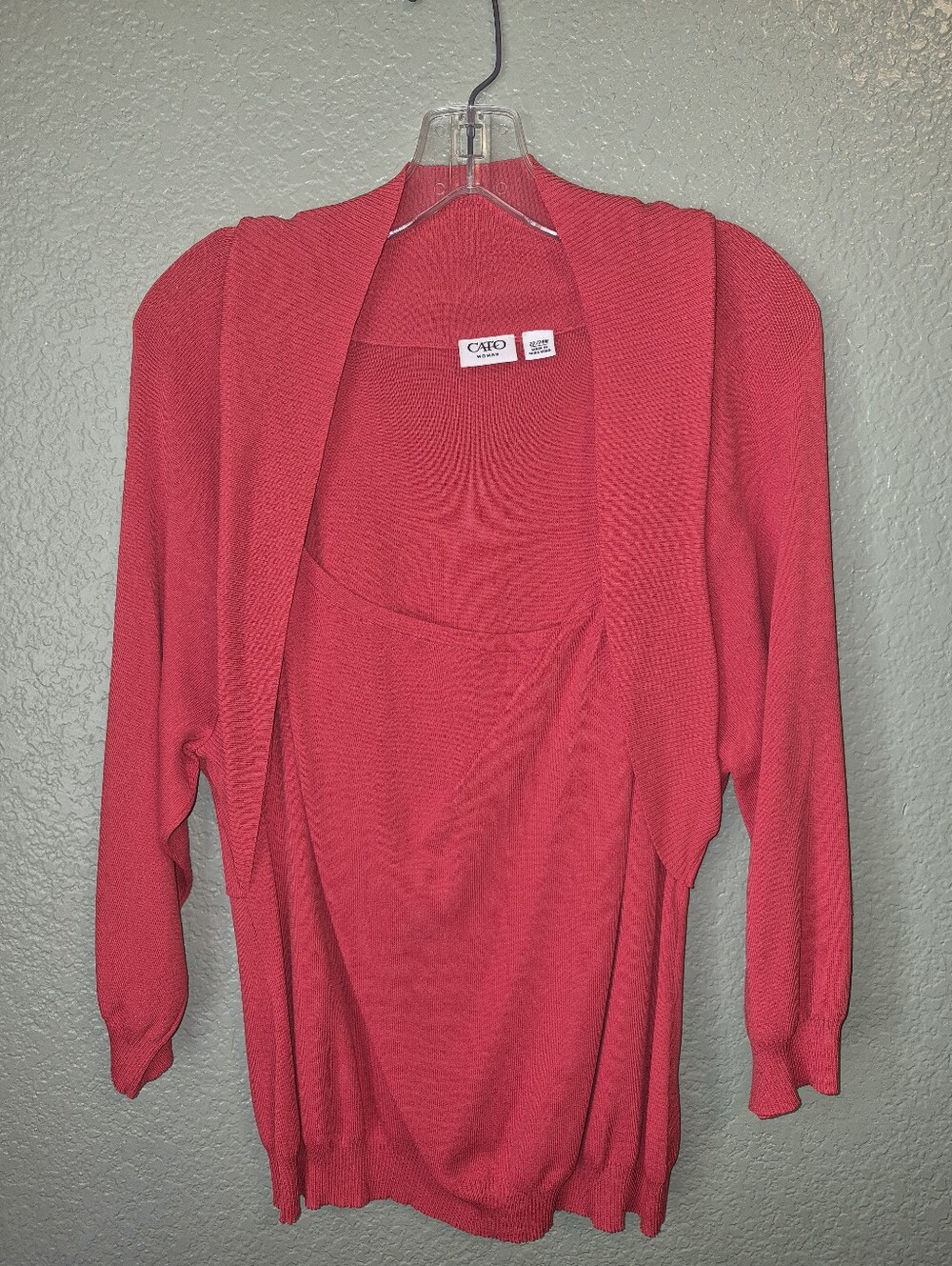 Cato Coral-orange Red Open Front Women's Lightweight Sweater